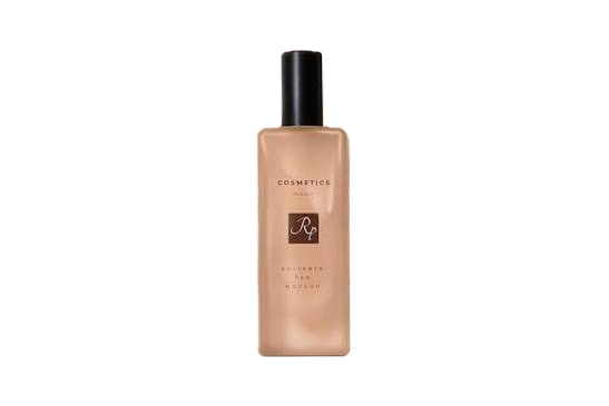 Flacon cosmétique rectangulaire beige à capuchon noir